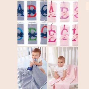MUD PIE Infant Baby Receiving Blanket Initial